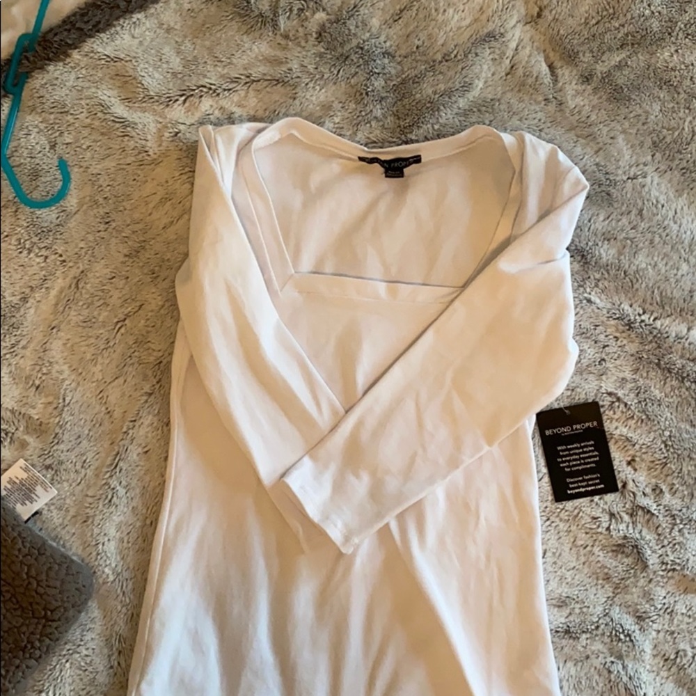 Boston proper square neck fitted top white